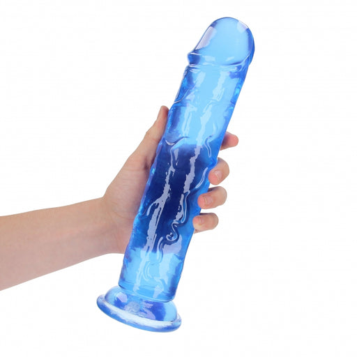 Crystal Clear Dildo 11" Inch Straight No Balls - Blue