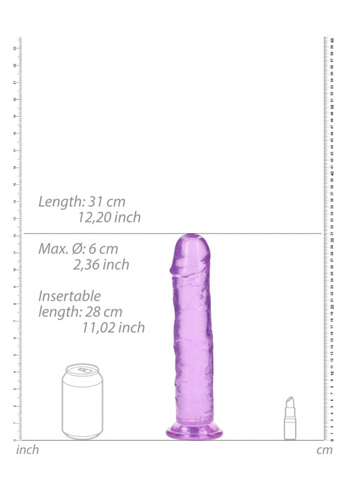 Crystal Clear Dildo 11" Inch Straight No Balls - Purple