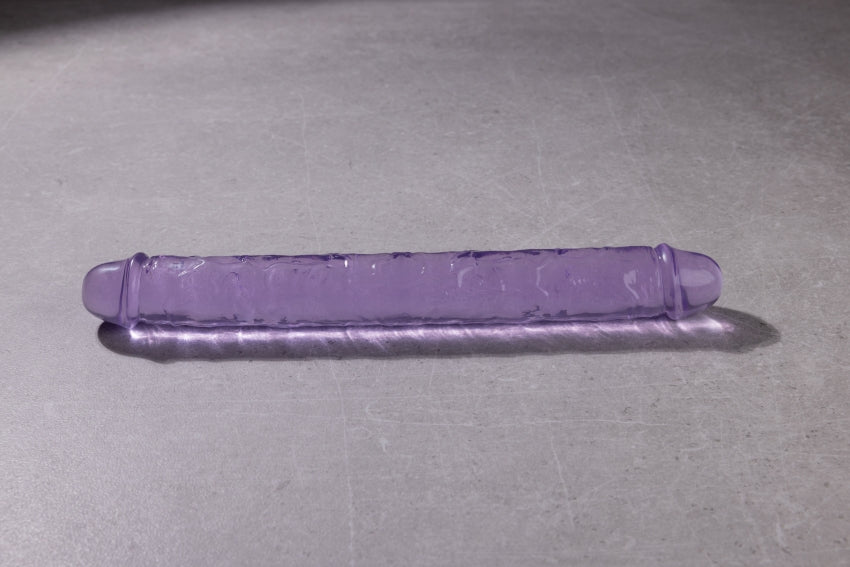 Crystal Clear 13" Double Dong - Purple