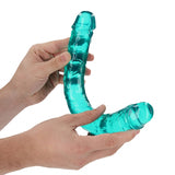 Crystal Clear 13" Double Dong - Turquoise