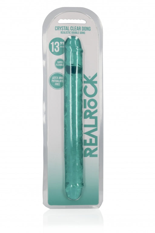 Crystal Clear 13" Double Dong - Turquoise