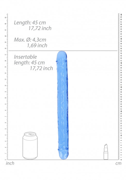 Crystal Clear 18" Double Dong - Blue