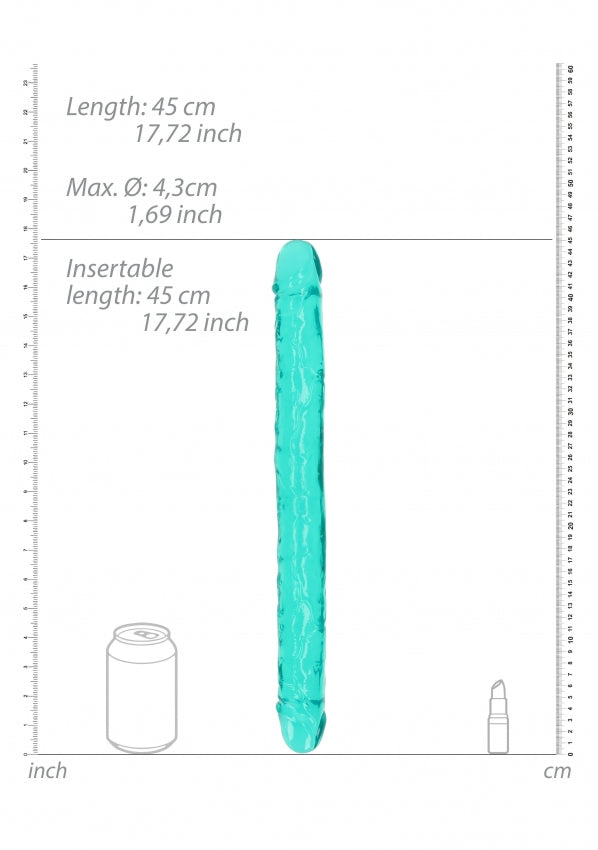 Crystal Clear 18" Double Dong - Turquoise