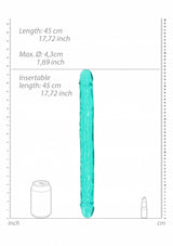 Crystal Clear 18" Double Dong - Turquoise