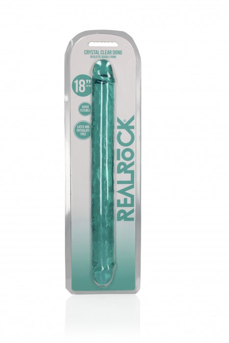 Crystal Clear 18" Double Dong - Turquoise