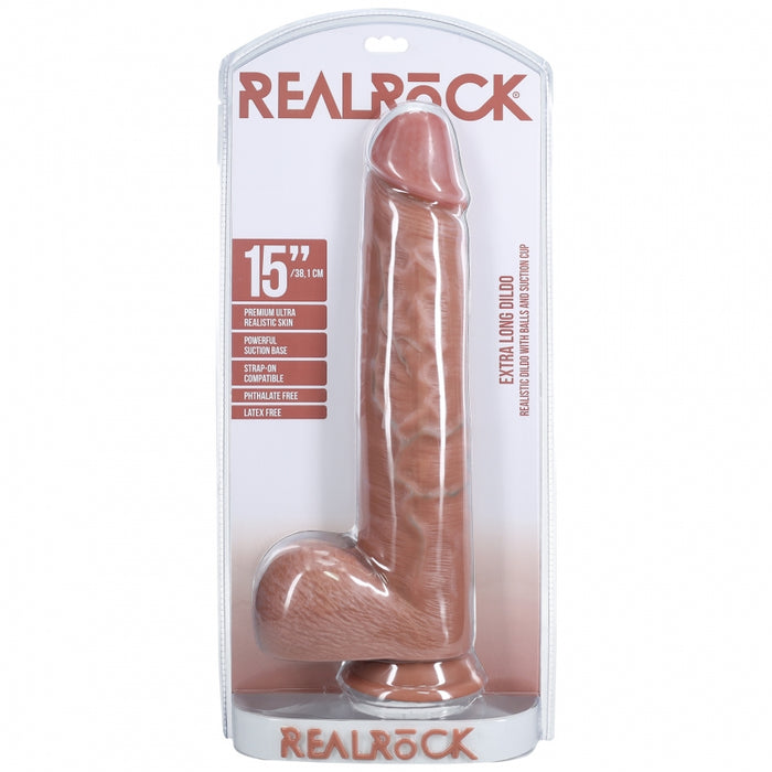 RealRock Ultra Realistic Skin - Extra Large Straight with Balls 15" / 38 cm - Tan