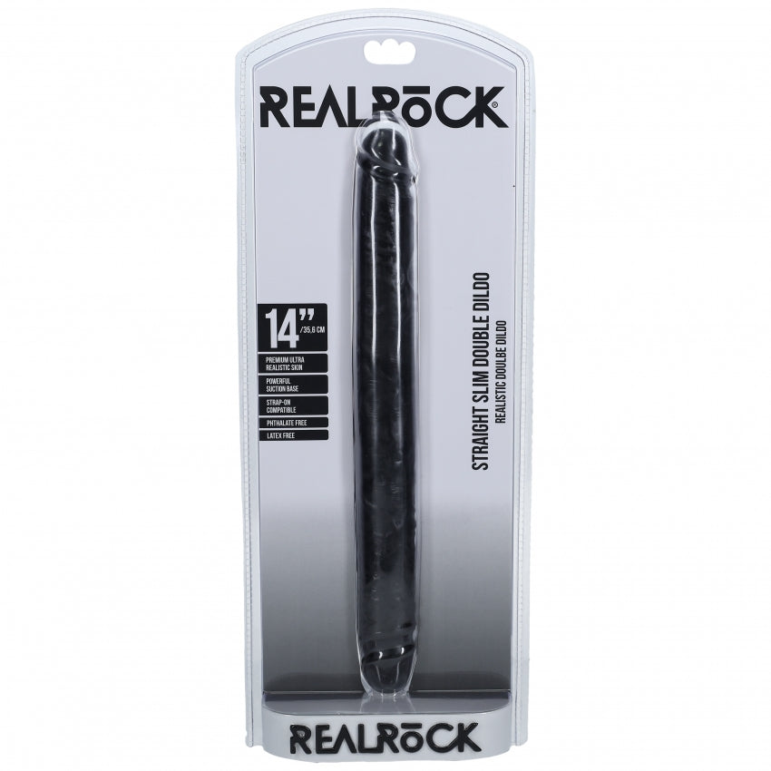 RealRock Ultra Realistic Skin - Slim Double Ended Dong 14" / 35,6 cm - Black