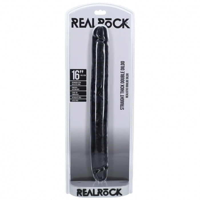 RealRock Ultra Realistic Skin - Thick Double Ended Dong 16" / 40,6 cm - Black