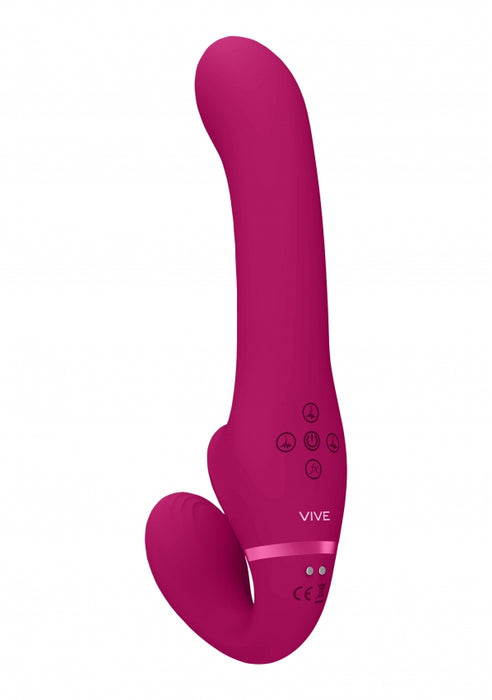 Ai - Dual Vibrating & Air Wave Tickler Strapless Strapon - Pink