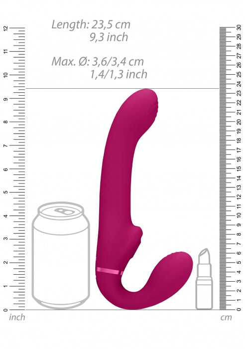 Ai - Dual Vibrating & Air Wave Tickler Strapless Strapon - Pink