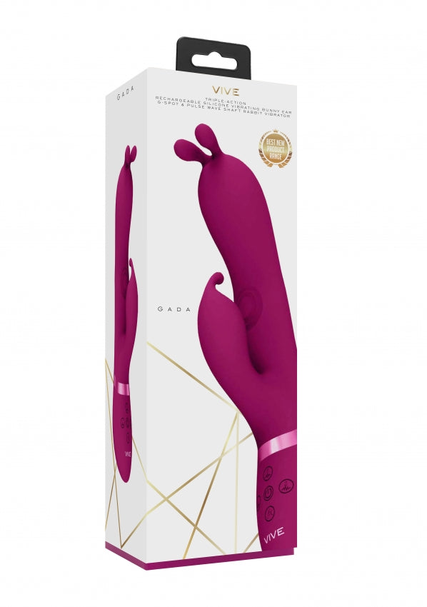 Gada - Vibrating Bunny Ear G-Spot Rabbit with Pulse Wave Shaft - Pink