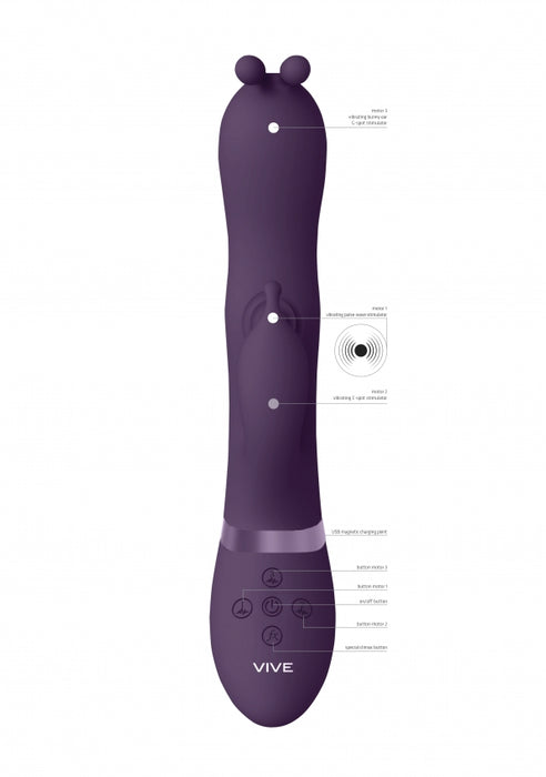 Gada - Vibrating Bunny Ear G-Spot Rabbit with Pulse Wave Shaft - Purple