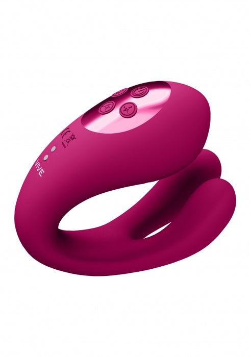 Yoko - Triple Action Vibrator Dual Prongs with Clitoral Pulse Wave - Pink