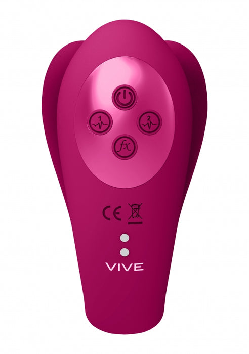 Yoko - Triple Action Vibrator Dual Prongs with Clitoral Pulse Wave - Pink