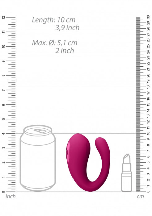 Yoko - Triple Action Vibrator Dual Prongs with Clitoral Pulse Wave - Pink