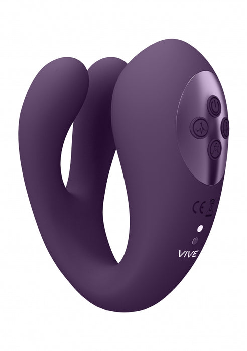 Yoko - Triple Action Vibrator Dual Prongs with Clitoral Pulse Wave - Purple