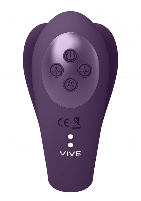 Yoko - Triple Action Vibrator Dual Prongs with Clitoral Pulse Wave - Purple