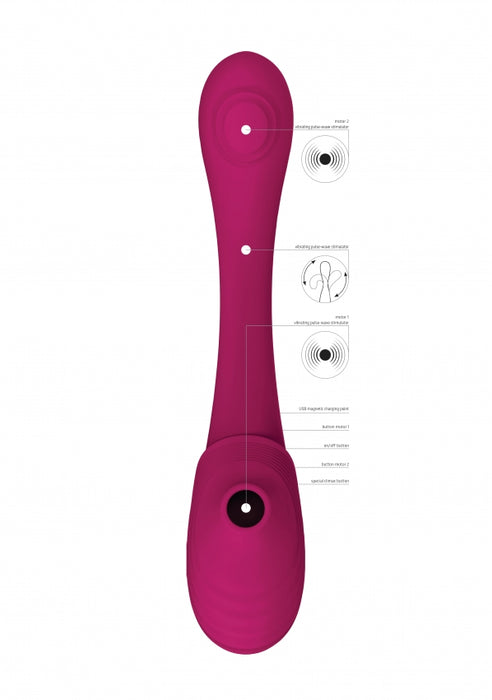 Mirai - Double Ended Pulse Wave & Air Wave Bendable Vibrator - Pink