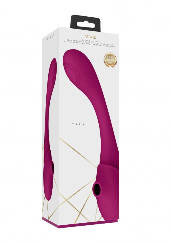 Mirai - Double Ended Pulse Wave & Air Wave Bendable Vibrator - Pink