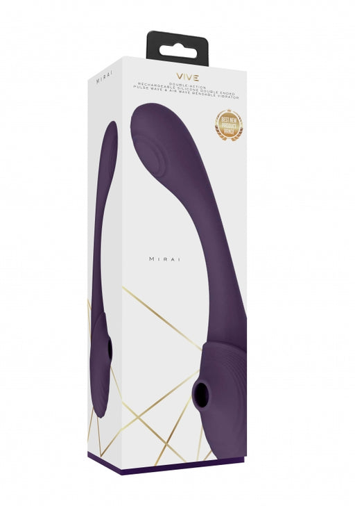 Mirai - Double Ended Pulse Wave & Air Wave Bendable Vibrator - Purple