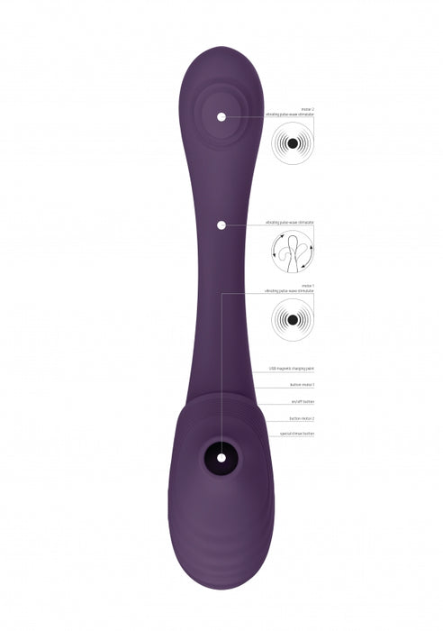 Mirai - Double Ended Pulse Wave & Air Wave Bendable Vibrator - Purple