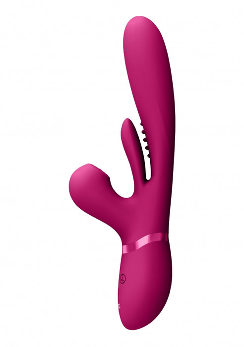 Kura - Thrusting G-Spot Vibrator with Flapping Tongue and Pulse Wave Stimulator - Pink