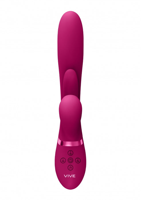 Kura - Thrusting G-Spot Vibrator with Flapping Tongue and Pulse Wave Stimulator - Pink