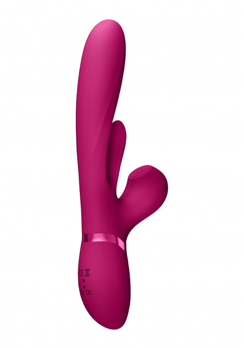 Kura - Thrusting G-Spot Vibrator with Flapping Tongue and Pulse Wave Stimulator - Pink