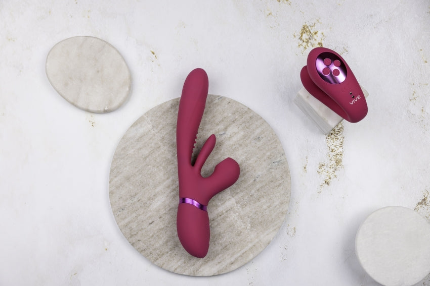 Kura - Thrusting G-Spot Vibrator with Flapping Tongue and Pulse Wave Stimulator - Pink