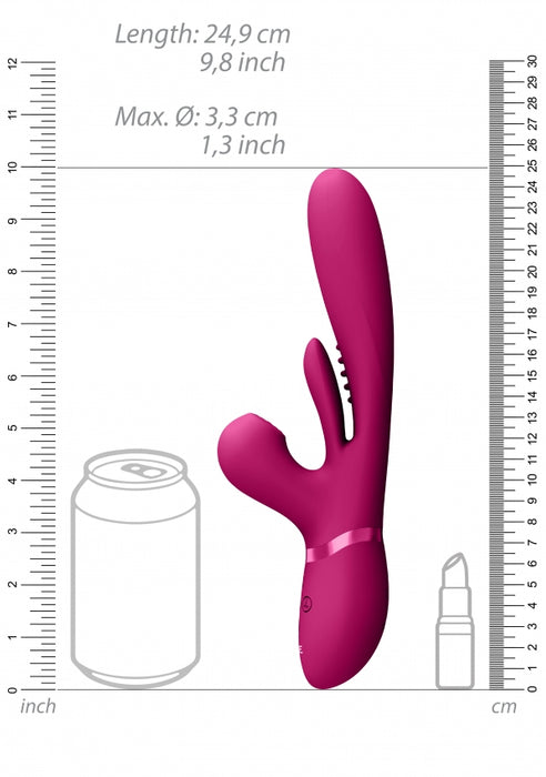 Kura - Thrusting G-Spot Vibrator with Flapping Tongue and Pulse Wave Stimulator - Pink