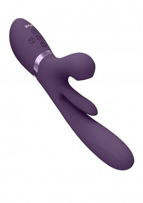 Kura - Thrusting G-Spot Vibrator with Flapping Tongue and Pulse Wave Stimulator - Purple