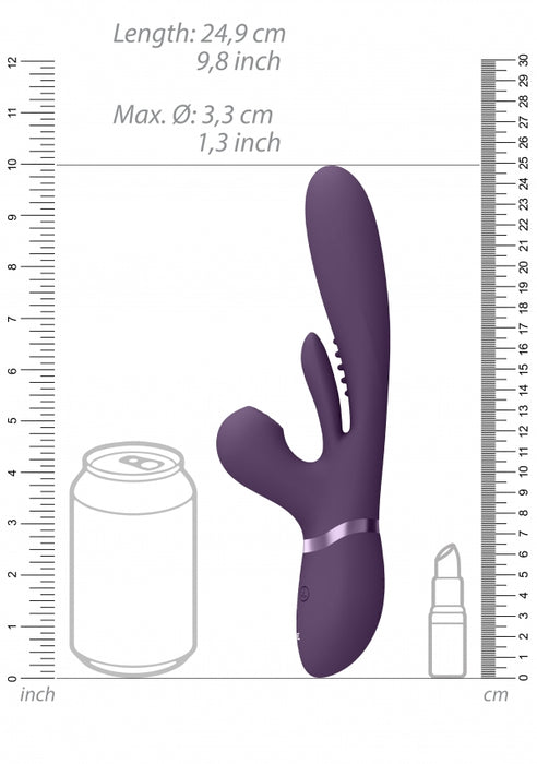 Kura - Thrusting G-Spot Vibrator with Flapping Tongue and Pulse Wave Stimulator - Purple