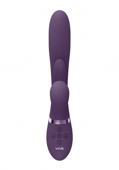 Kura - Thrusting G-Spot Vibrator with Flapping Tongue and Pulse Wave Stimulator - Purple