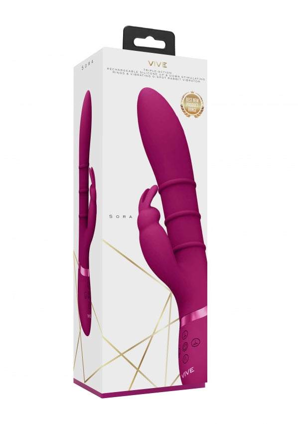 Sora - Up & Down Stimulating Rings, Vibrating G-Spot Rabbit - Pink