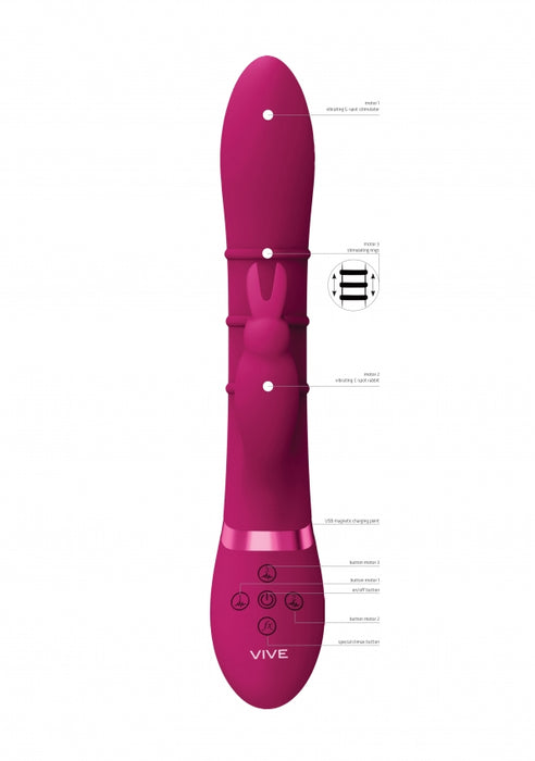 Sora - Up & Down Stimulating Rings, Vibrating G-Spot Rabbit - Pink