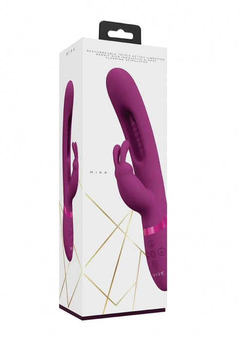 VIVE - Mika - Rechargeable Triple Motor - Vibrating Rabbit With Innovative G-Spot Flapping Stimulator - Pink