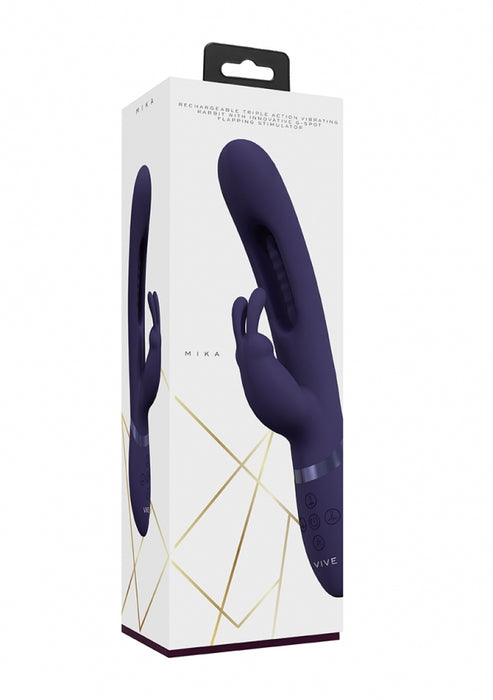 VIVE - Mika - Rechargeable Triple Motor - Vibrating Rabbit With Innovative G-Spot Flapping Stimulator - Purple