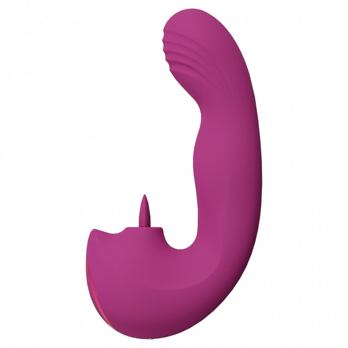 VIVE - Yumi - Rechargeable Triple Motor - G-Spot Finger Motion Vibrator and Flickering Tongue Stimulator - Pink