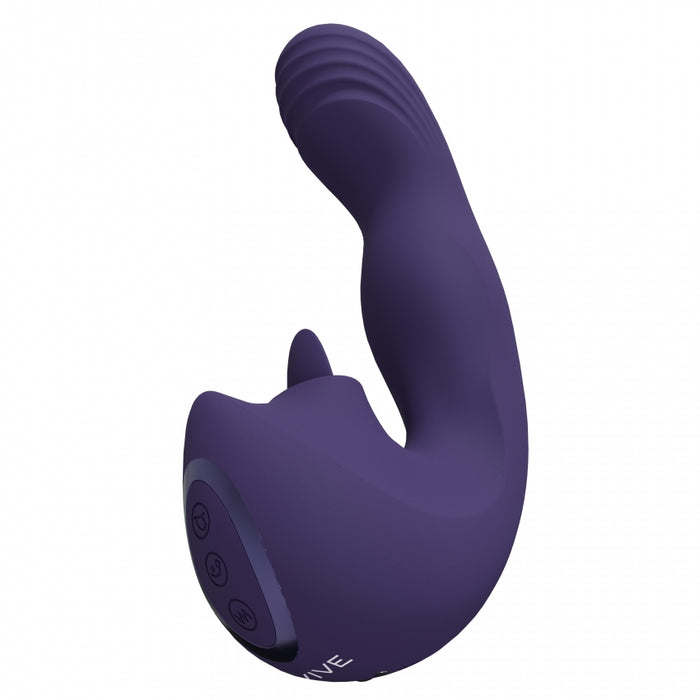 VIVE - Yumi - Rechargeable Triple Motor - G-Spot Finger Motion Vibrator and Flickering Tongue Stimulator - Purple