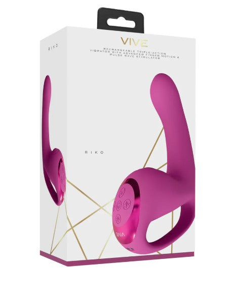 VIVE - Riko - Rechargeable Triple Motor - Thumper with Advanced Finger Motion & Pulse Wave Stimulator - Pink