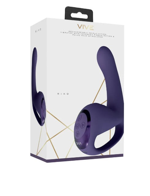 VIVE - Riko - Rechargeable Triple Motor - Thumper with Advanced Finger Motion & Pulse Wave Stimulator - Purple