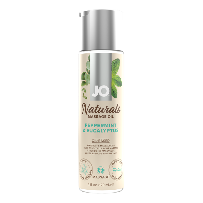 JO Naturals Massage Oil 4 Oz / 120 ml Peppermint & Eucalyptus