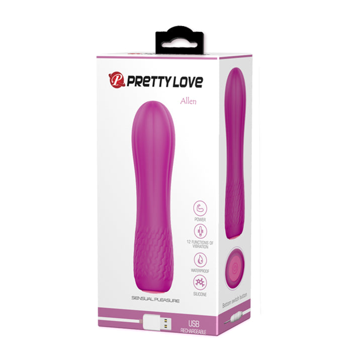 Easy Insertion Mini Vibrator Purple "Allen" 116mm