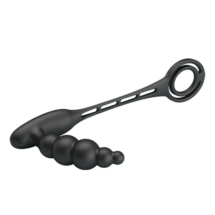 Vibrating Penis Sleeve (Butt Plug and Cockring) Black