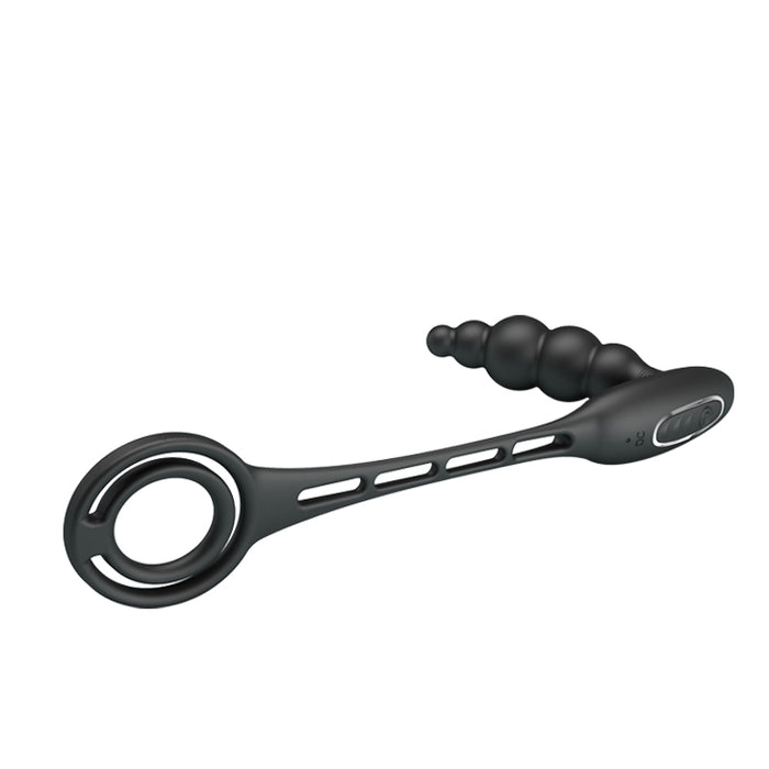 Vibrating Penis Sleeve (Butt Plug and Cockring) Black