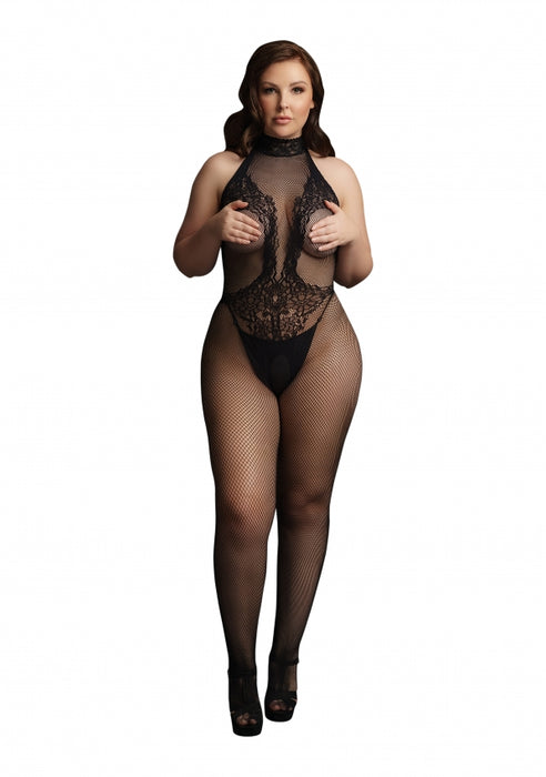 Fishnet and Lace Bodystocking - Black - OSX