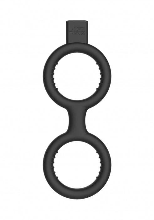 E-Stimulation Cock Ring with Ballstrap - Black