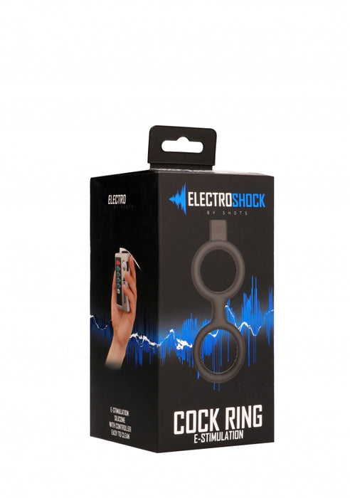 E-Stimulation Cock Ring with Ballstrap - Black