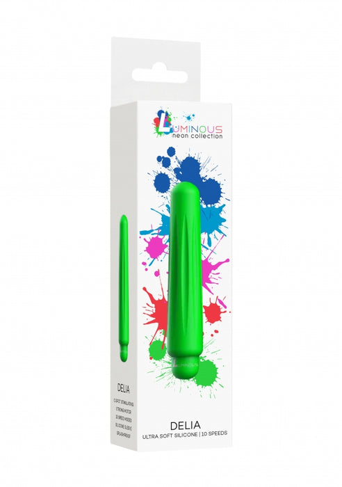 Delia - ABS Bullet With Silicone Sleeve - 10-Speeds - Green