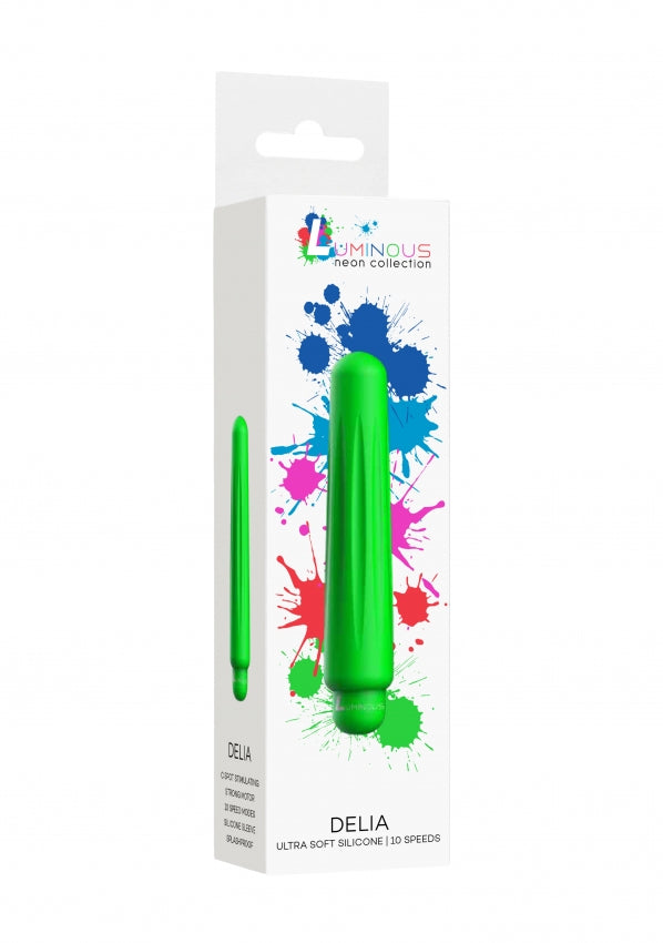 Delia - ABS Bullet With Silicone Sleeve - 10-Speeds - Green